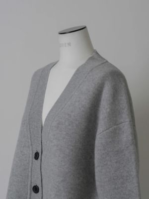 lohen ダブルフェイスvネックカーディガン グレー